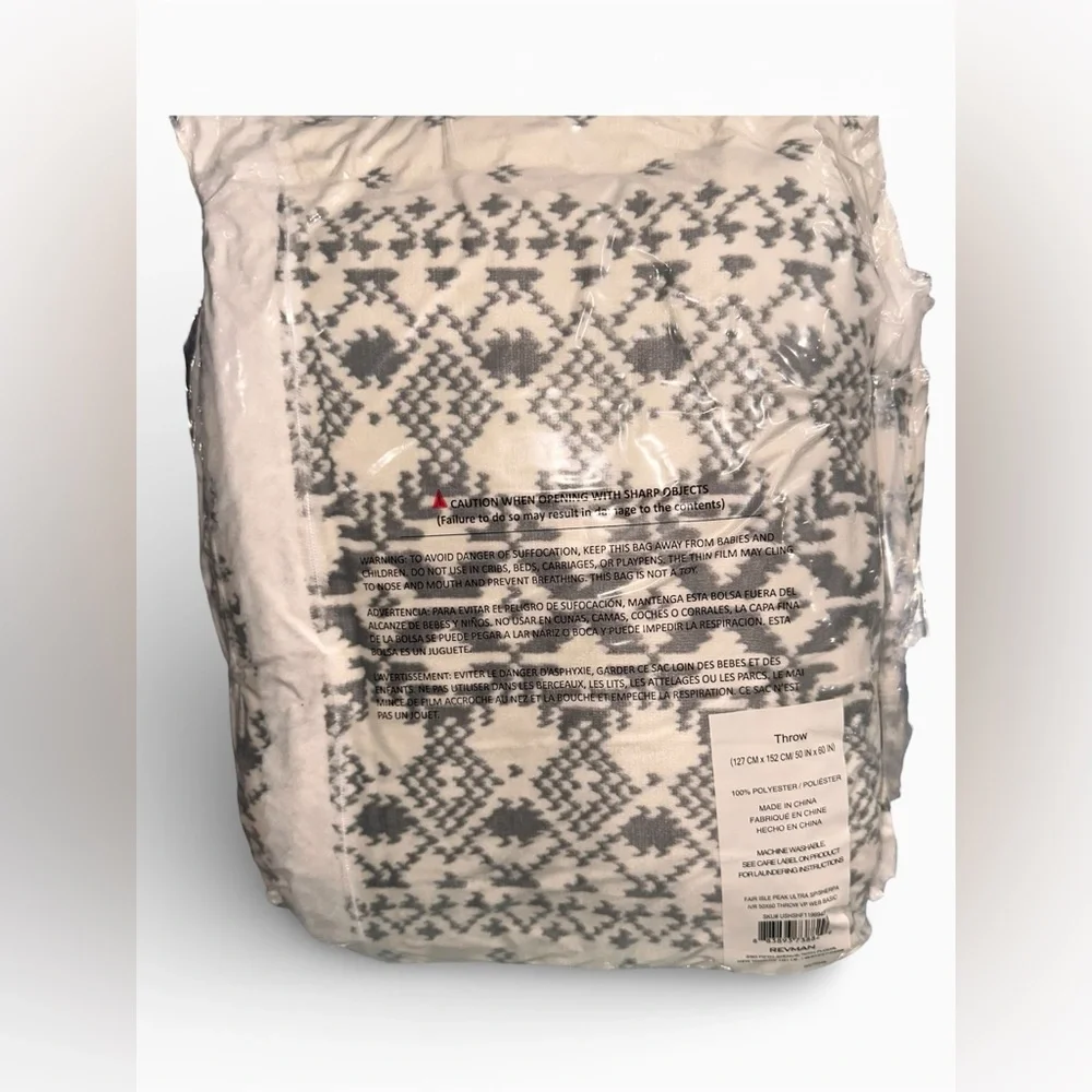 EDDIE BAUER Fair Isle Peak Ultra SP/Sherpa‎ Throw Cream and Gray Ultra Soft NEW